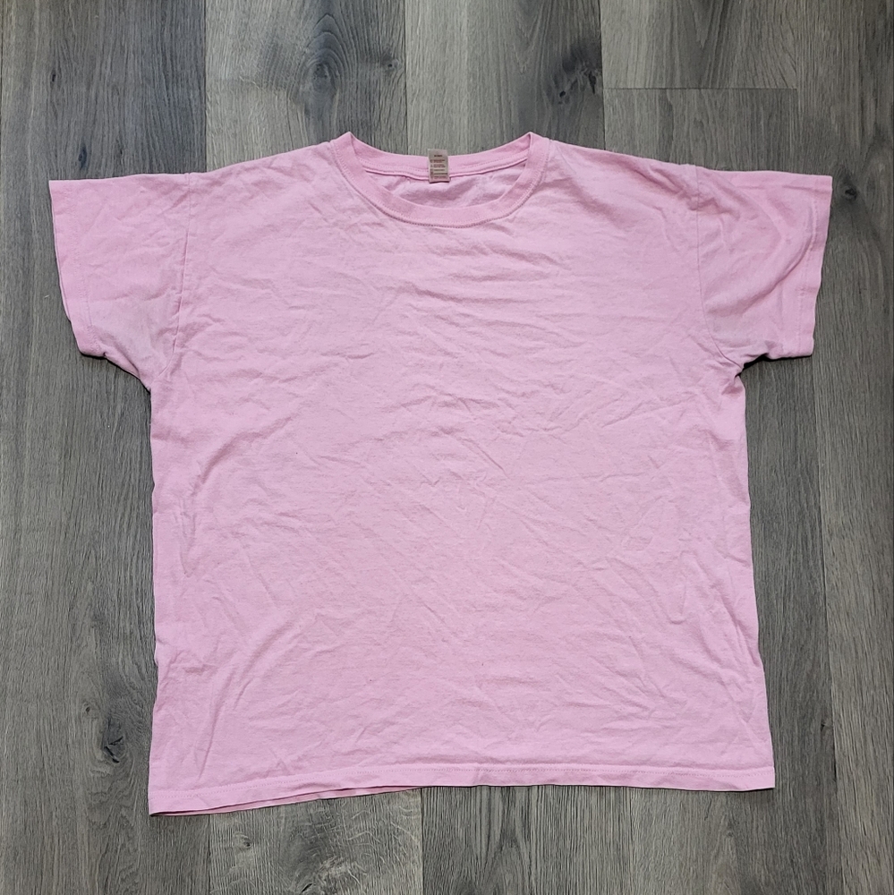 Anvil Baby Pink Short Sleeved Tee Shirt for Women Size Large